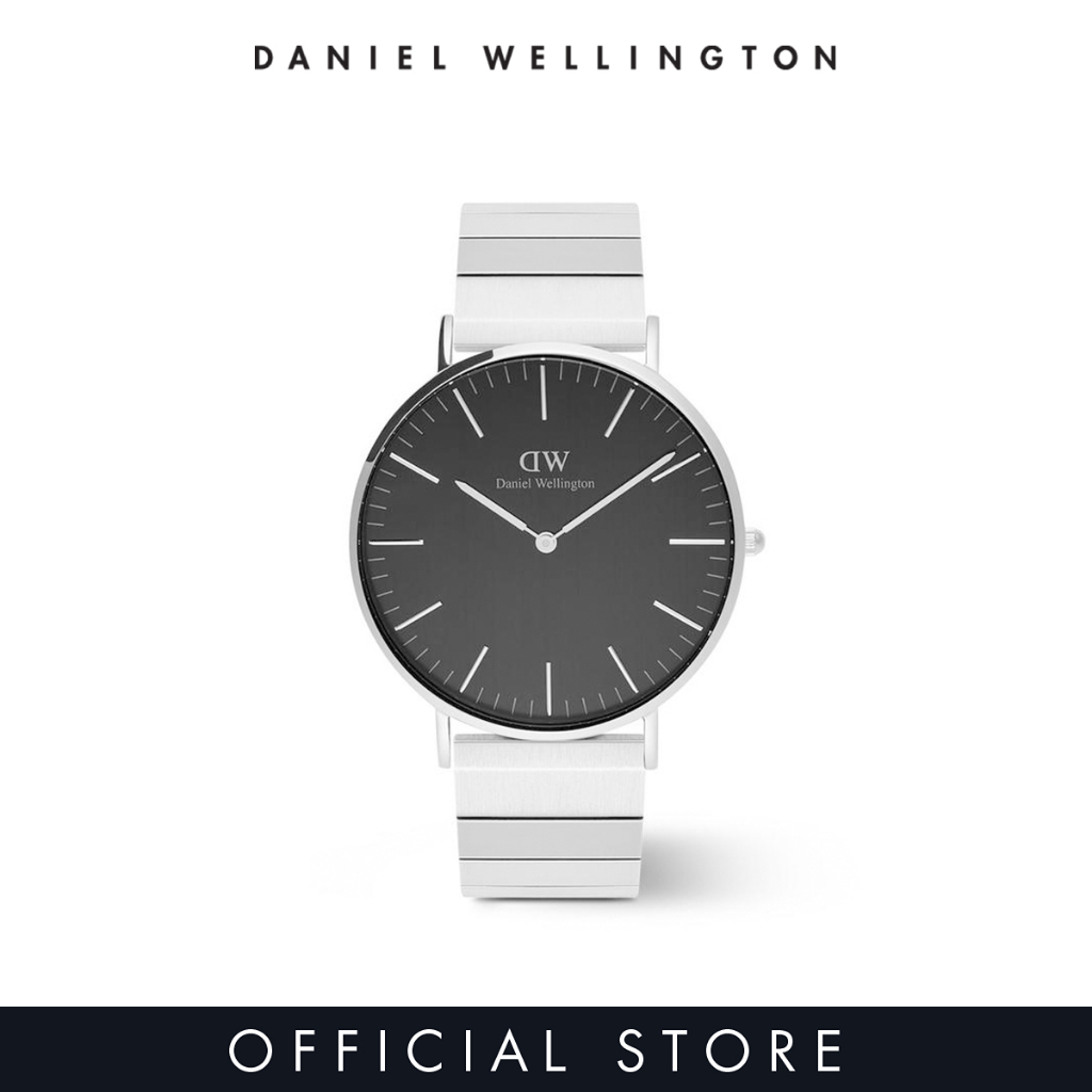 [2 years warranty] Daniel Wellington Classic 40mm Sterling Piano Silver Brushed Onyx - Men Watch stainless steel watch DW Official Authentic Original