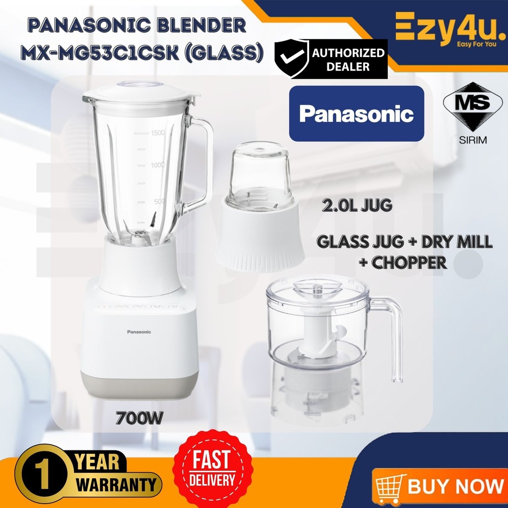 PANASONIC 700W 3 IN 1 BLENDER 2.0L MX-MG53C1CSK (GLASS) WITH GLASS MILL & CHOPPER - Jenama Panasonic Harga 410 Ringgit*Penghantaran Percuma