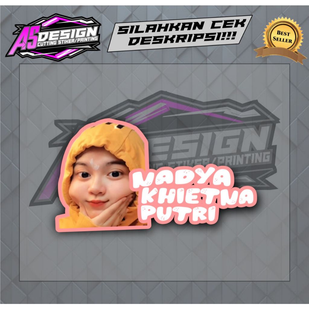 STIKER CUSTOM FOTO DAN NAMA STIKER CUSTOM BUAT SOFCASE/MOTOR BAHAN VINIL GLOSY