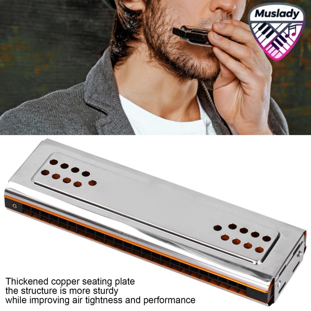 MUSLADY Tremolo Harmonica 24 หลุม C G Key สองด้านพร้อมกล่องเครื่องดนตรีสำหรับผู้เริ่มต้น ราคา 578 บาท*ส่งฟรี