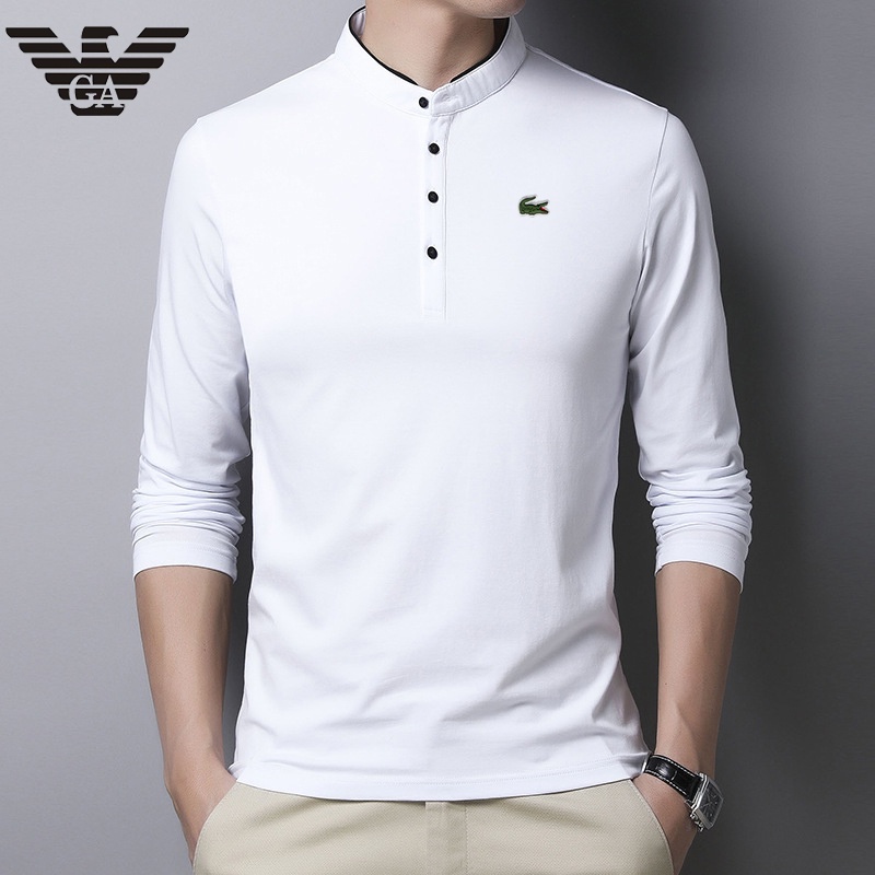Men Long Sleeve Polo Collar T Shirt 
