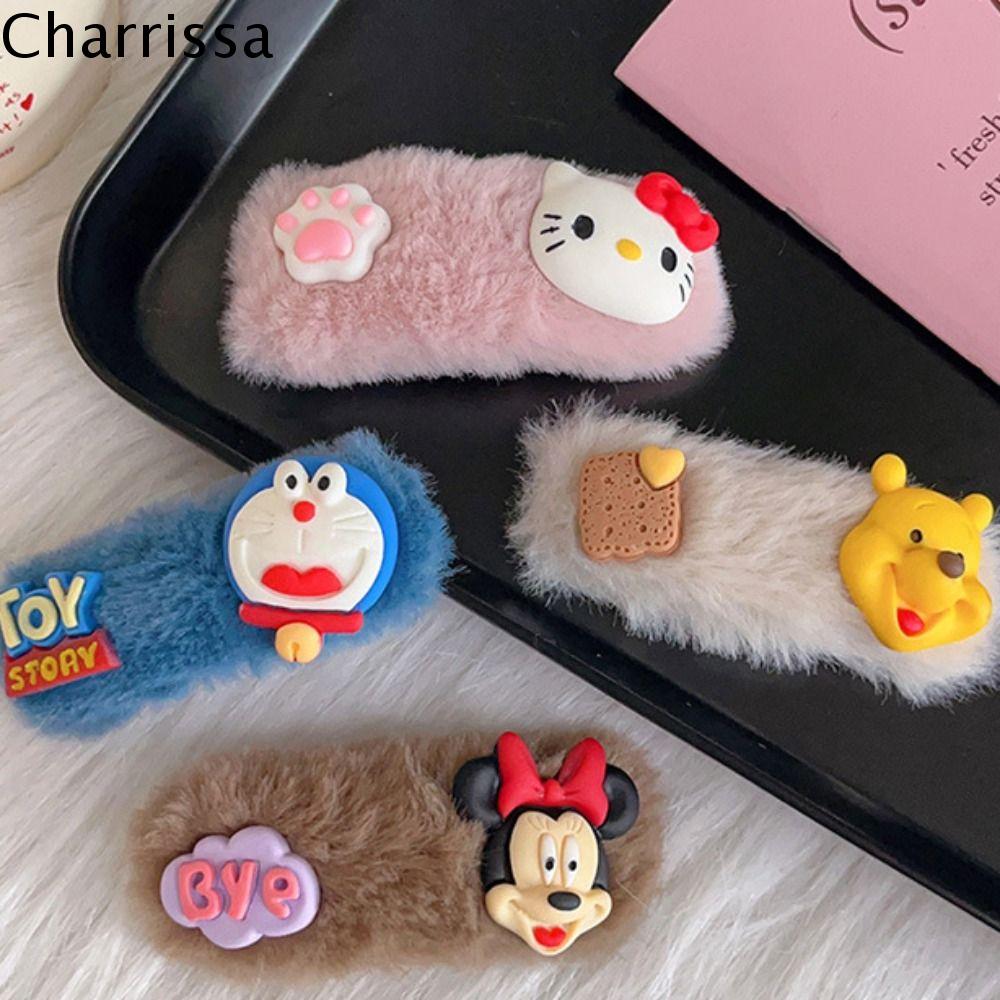 CHARRISSA Phong cách Hàn Quốc Kẹp tóc búp bê vải nhung lông Hài Hước Kẹp bên Kẹp mỏ vịt dễ thương Thời trang Kẹp tóc Kẹp tóc hoạt hình Trẻ em