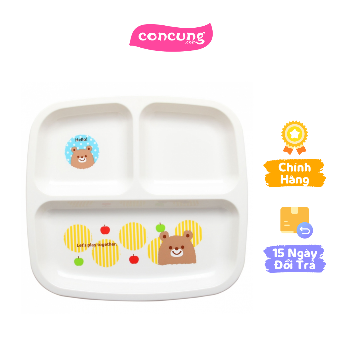 Khay ăn chia 3 ngăn cho bé hình gấu Nakano