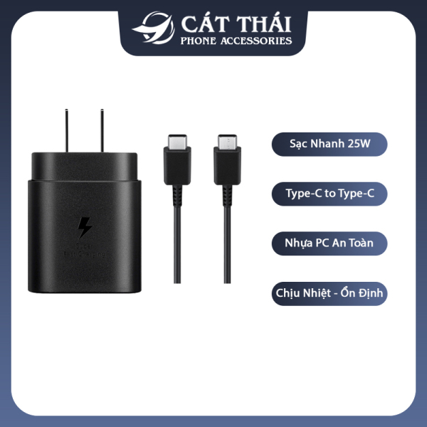 bday hot deals Bộ sạc nhanh Samsung Cát Thái 25W sạc nhanh QC3.0 chính hãng, bộ cốc sạc cho điện thoại đầu kết nối type-C to type C dùng cho S10, S20,S21, Note 8.9/10/A8S - EP-TA800