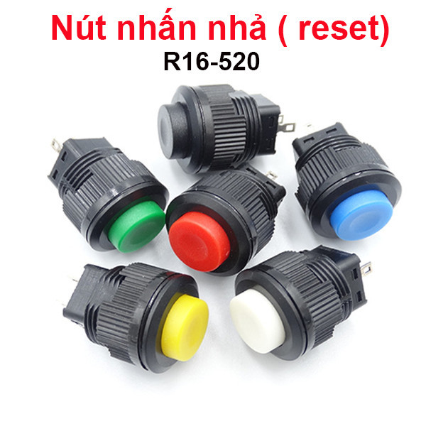 Nút nhấn nhả r16-520 lỗ khoét 16mm 2 chân ||