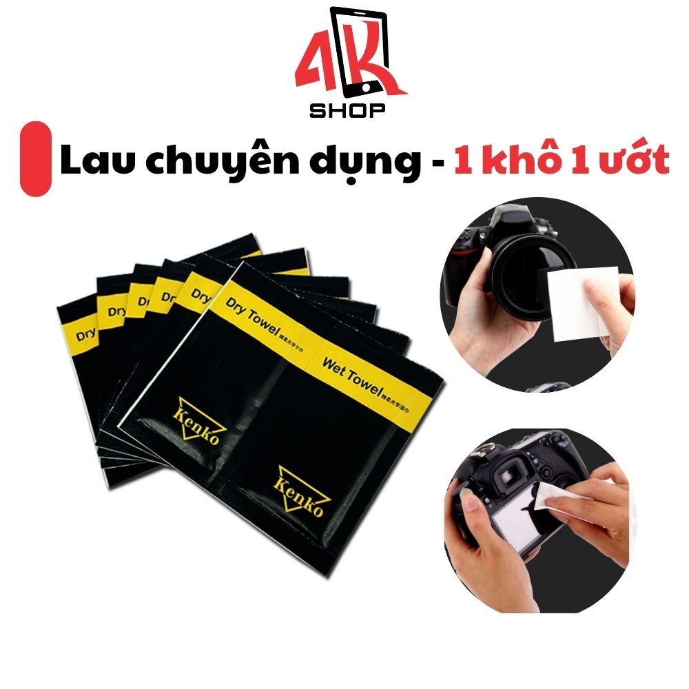 Giấy lau chuyên dụng Kenko 1 khô 1 ướt thao tác nhanh vệ sinh lens máy ảnh