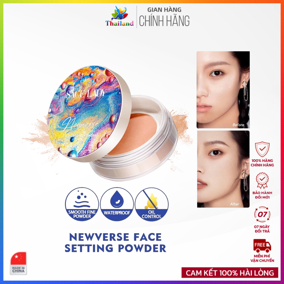 Phấn phủ kiềm dầu, chống thấm, lâu trôi Sace Lady Newverse Face Setting Powder