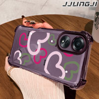 JJLINGJI Casing Hp untuk OPPO A58 4G A78 4G A60 A54 Case Casing pola Cinta warna-warni Softcase Silikon Kasing HP empat sudut Kesing Anti Drop Cesing