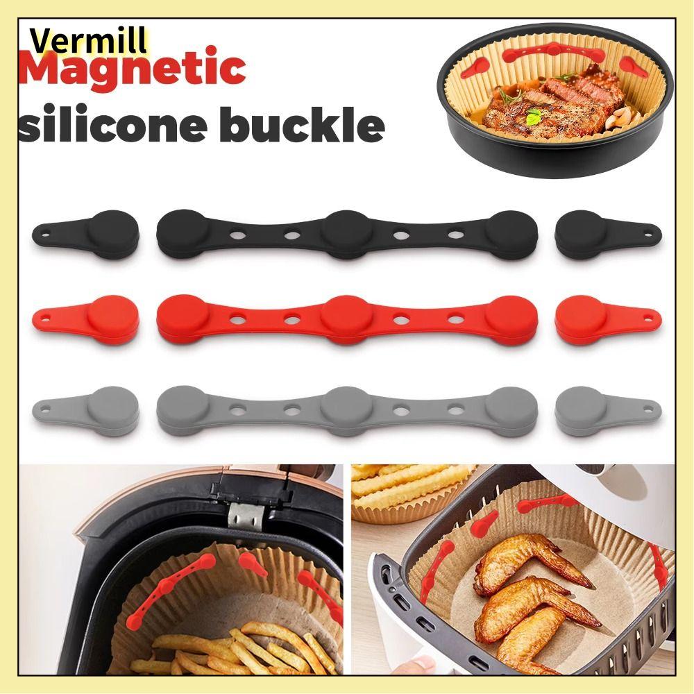 VERMILL Có thể tái sử dụng Khóa silicone từ tính cho nồi chiên không khí Thiết kế không trầy xước Thiết bị cố định Giá đỡ giấy từ tính Nhiệt độ cao Lớp lót lò nướng Phụ kiện nồi chiên không khí