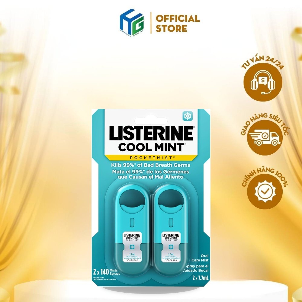 [HOẢ TỐC HCM] Xịt Thơm Miệng Listerine Cool Mint Pocketmist 7.7ml - Hương bạc hà mát lạnh - Chính Hãng