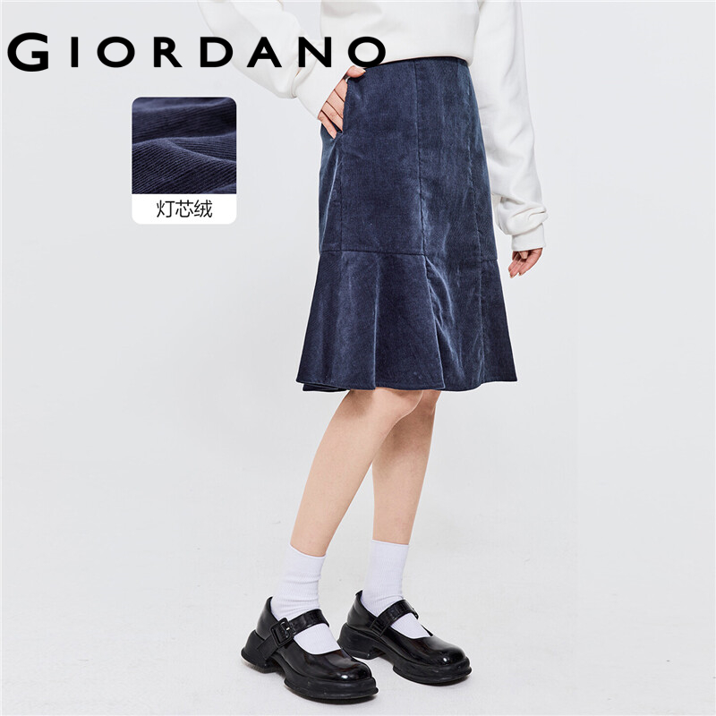 Giordano váy chất vải 100% cotton vải nhung sợi viền lá sen xù free shipping 05462669