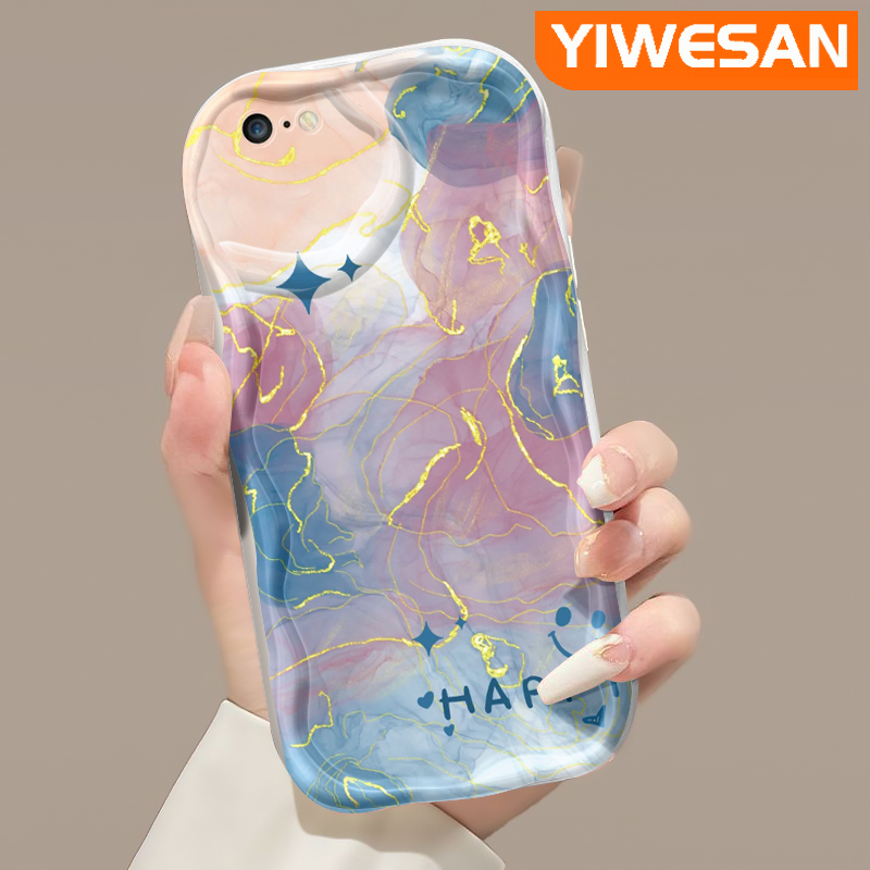 Yiwesan Ốp cho iPhone 6 Plus 6S Plus 7 8 Plus SE 2020 Ốp lưng mềm silicon viền sóng kết cấu màu kem Ốp điện thoại hoạt hình nhiều màu sắc thời trang Ốp trong suốt chống sốc mới