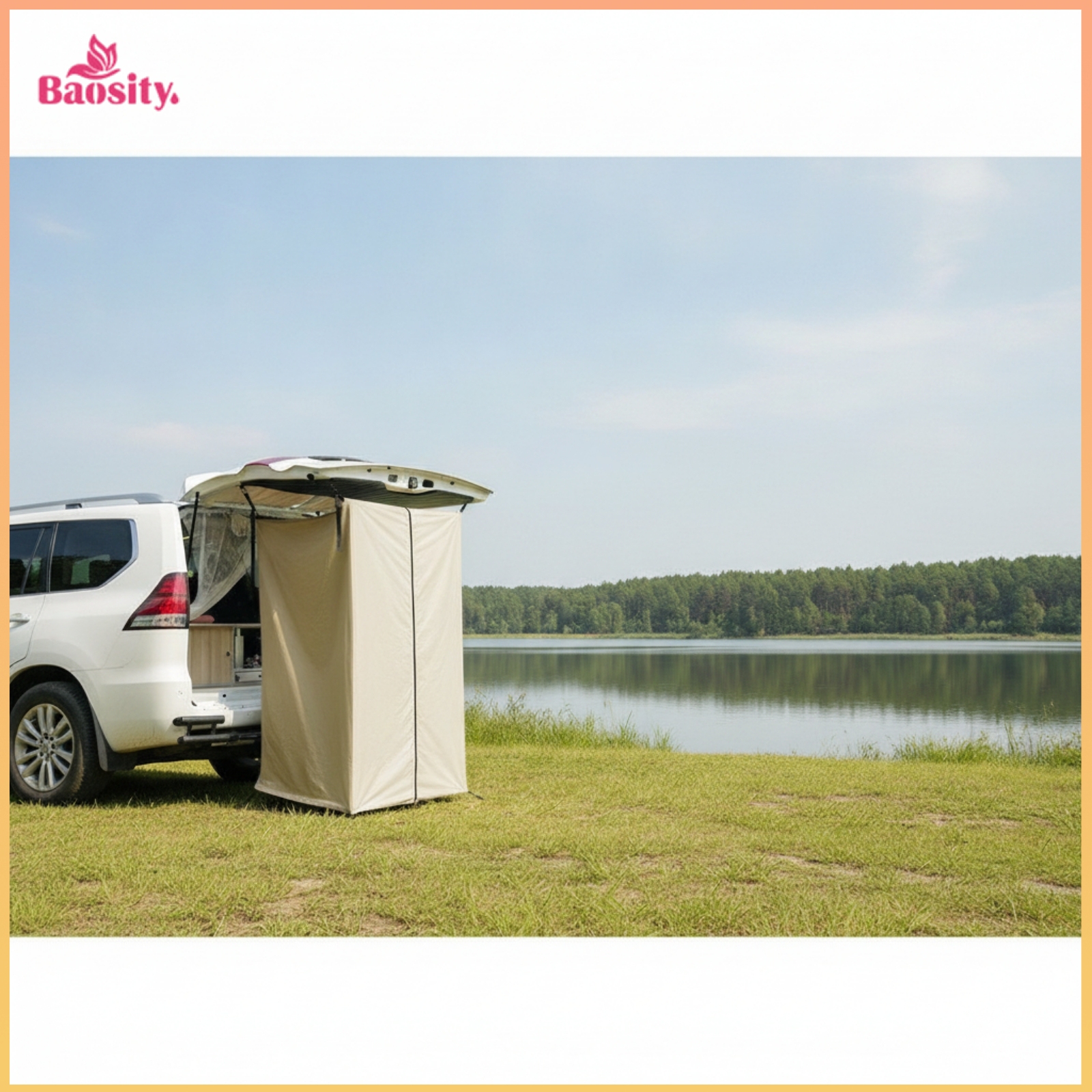 Baosity Foldable Rear Hatch Tent Attachment Tailgate Tent Straps Hatchback Shelter Rectangular for Showering, Changing, Campsite ราคา 6,529 บาท*ส่งฟรี