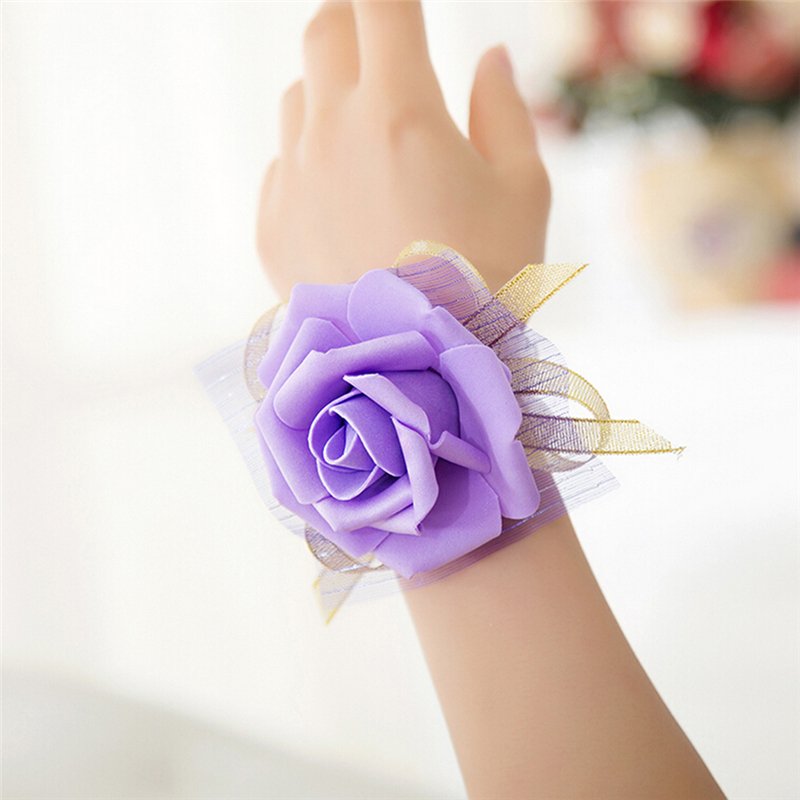[Jiesheng] Flash Sale hoa đeo cổ tay phù dâu mới tiệc cưới Vòng tay hoa hồng hoa lụa ruy băng
