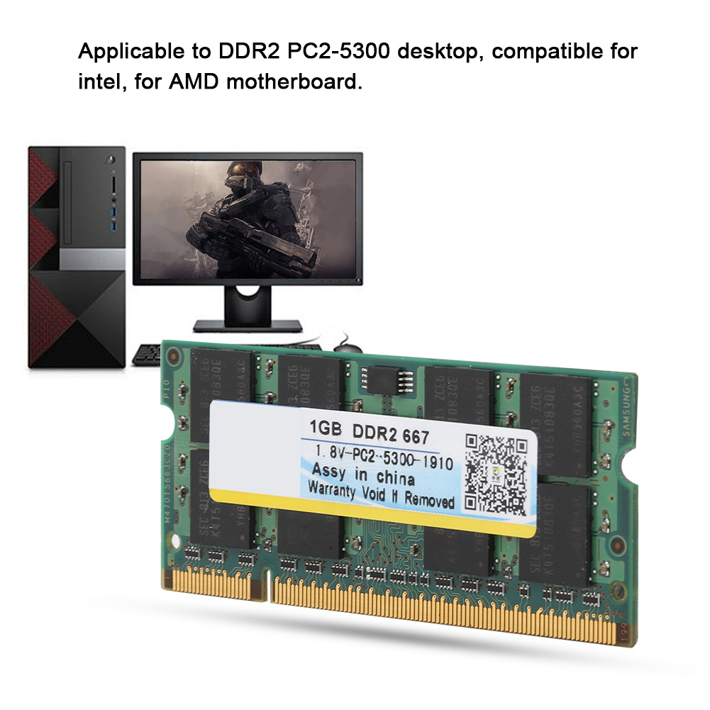 Garosa Mô-đun RAM Tránh Ăn Mòn Thẻ Nhớ Di Động 667MHz 1.8V Cho Intel Cho DDR2 PC2-5300 Máy Tính Để Bàn Cho Bo Mạch Chủ AMD Giá 133,000 Đồng*Miễn phí vận chuyển