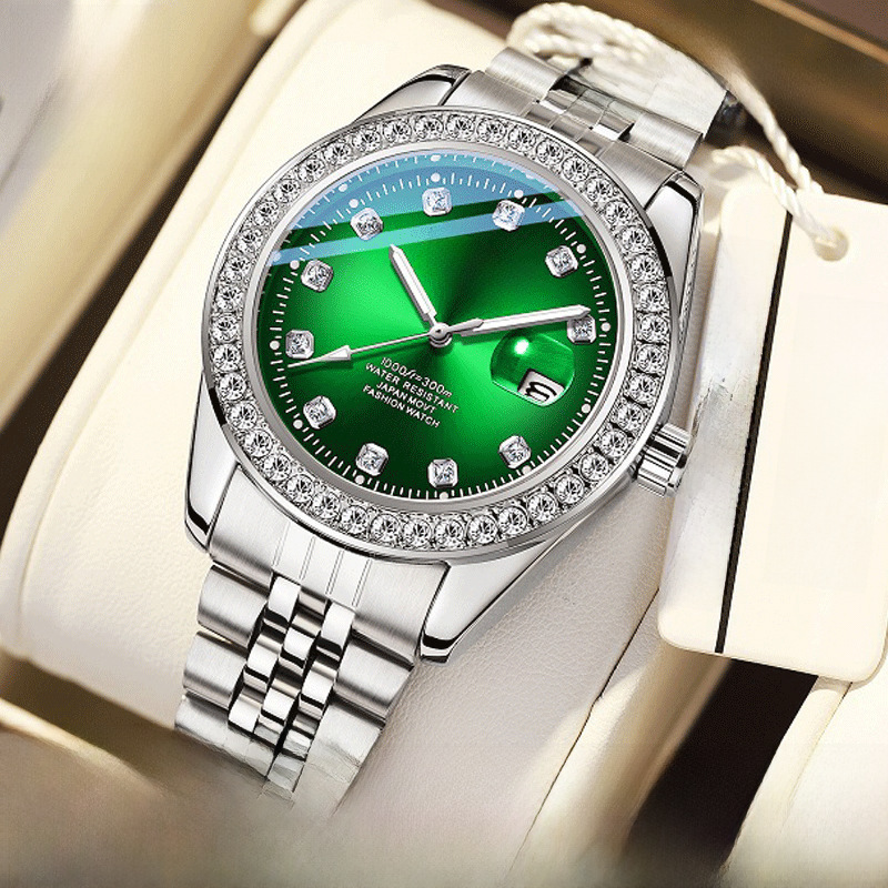 Fensir2024 Dòng Kim Cương Chấm Sang Trọng Xuyên Biên Giới, Đồng Hồ Nam Công Sở Kim Cương Đầy Đủ Phổ Biến, Đồng Hồ Dạ Quang Nhà Máy Bán Buôn