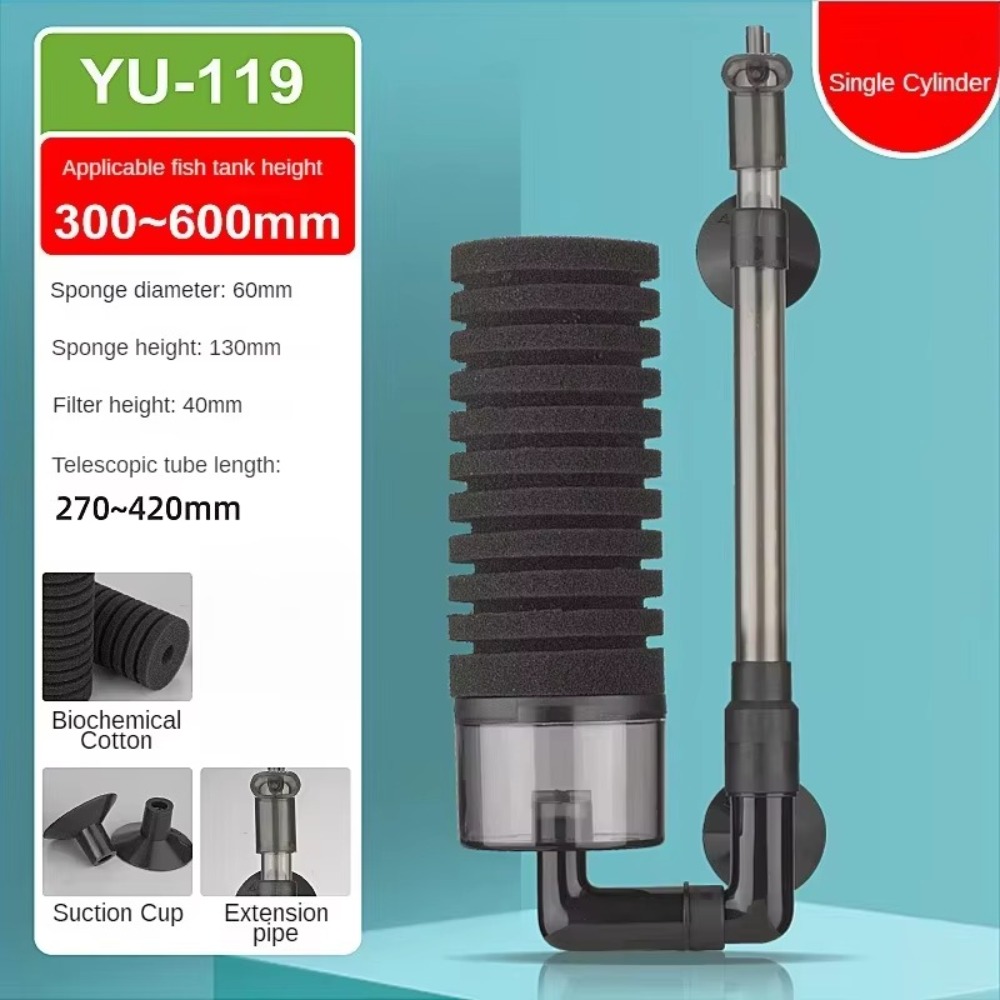 LETIGO Đầu đôi Bộ lọc bọt chìm Đen Không có tiếng ồn Bộ lọc bọt sinh hóa Bơm Hấp thụ bụi bẩn Lọc bể cá Bể cá - 5