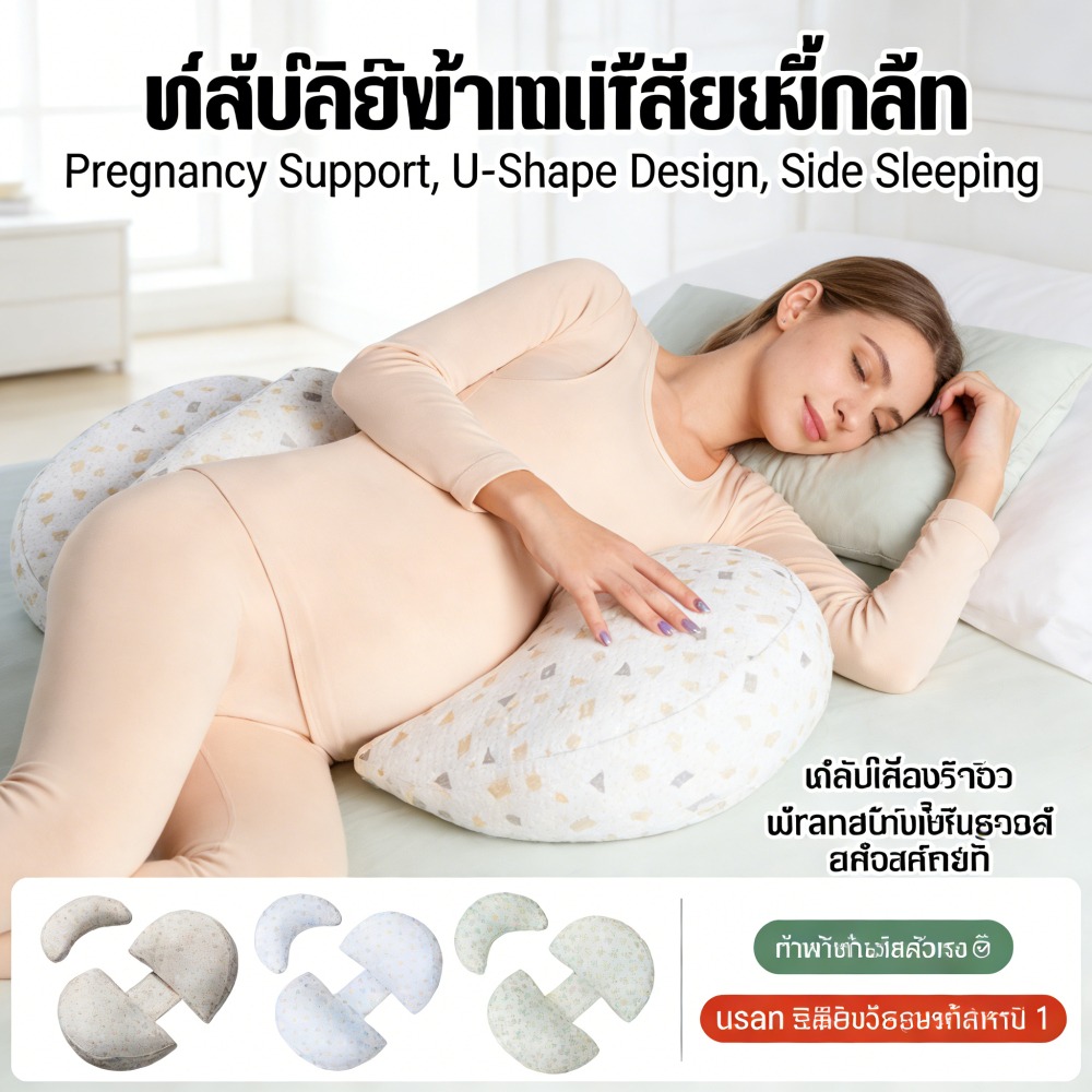 Pregnancy Pillow Multifunctional Maternity Cushion Relieves Back Pain Comfortable Support Pillow for Pregnant Women and Nursing with Small Bolster Pillow ราคา 313 บาท*ส่งฟรี