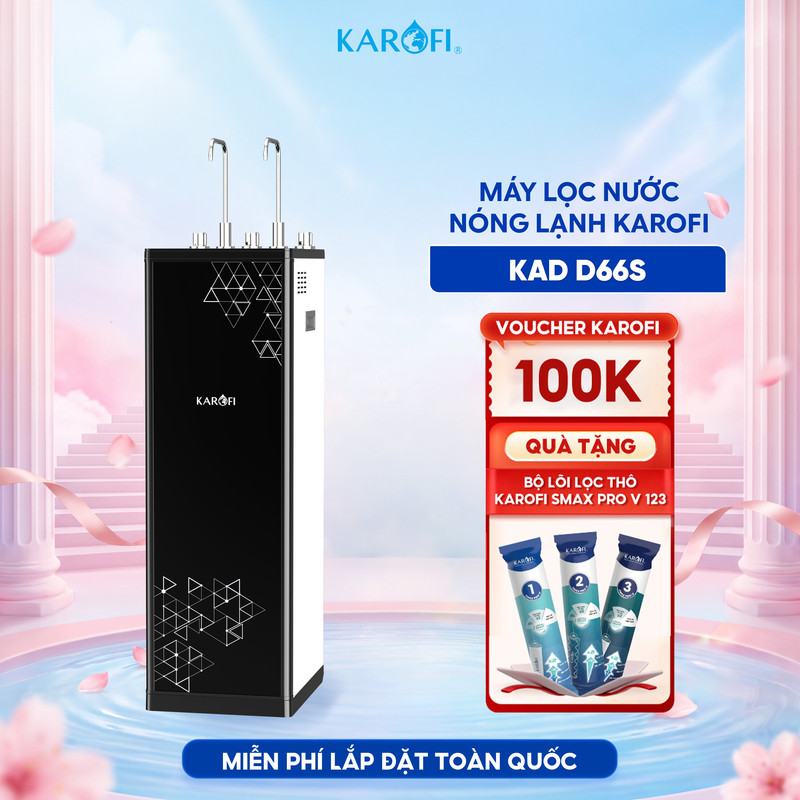 [Tặng Bộ lõi lọc thô Karofi Smax Pro V 123] Máy lọc nước nóng lạnh RO Mỹ 11 lõi KAD-D66S - Giao trước lắp sau miễn phí toàn quốc - Bảo hành 36 tháng