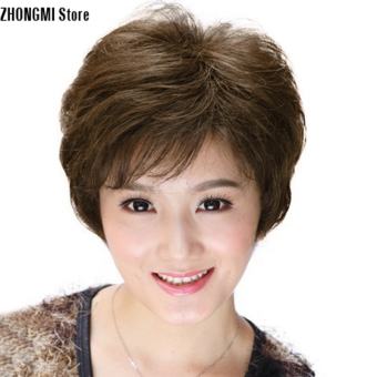 ZHONGMI Store Tóc Giả Xoăn Ngắn Cho Nữ Tuổi Trung Niên Tóc Bồng Bềnh Gợi Cảm Thời Trang Tổng Hợp Chịu Nhiệt