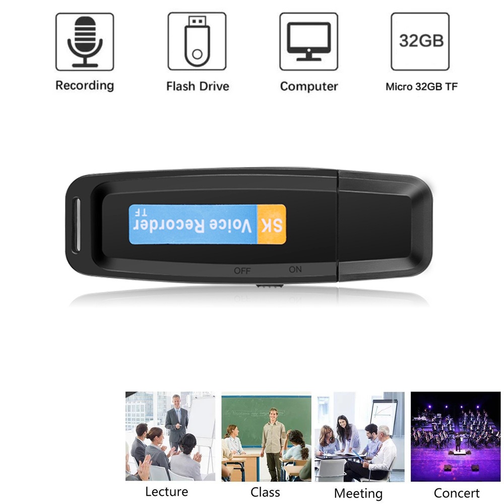 EMERRY USB Máy ghi âm thanh Đĩa U Thẻ TF SK-001 Máy ghi âm ổ đĩa flash Sử dụng đơn giản Di động Hồ Sơ phỏng vấn