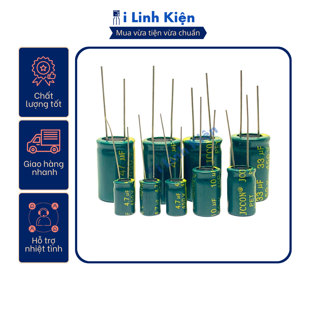Tụ hóa 450v 4.7uf - 68uf combo 10 con chất lượng cao.