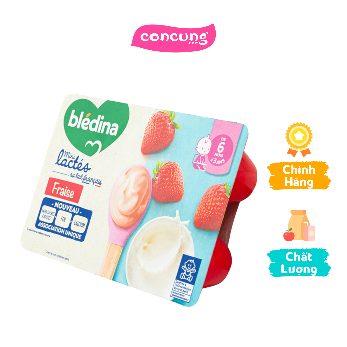 Thực phẩm bổ sung: Sữa chua Blédina mini lactés vị dâu