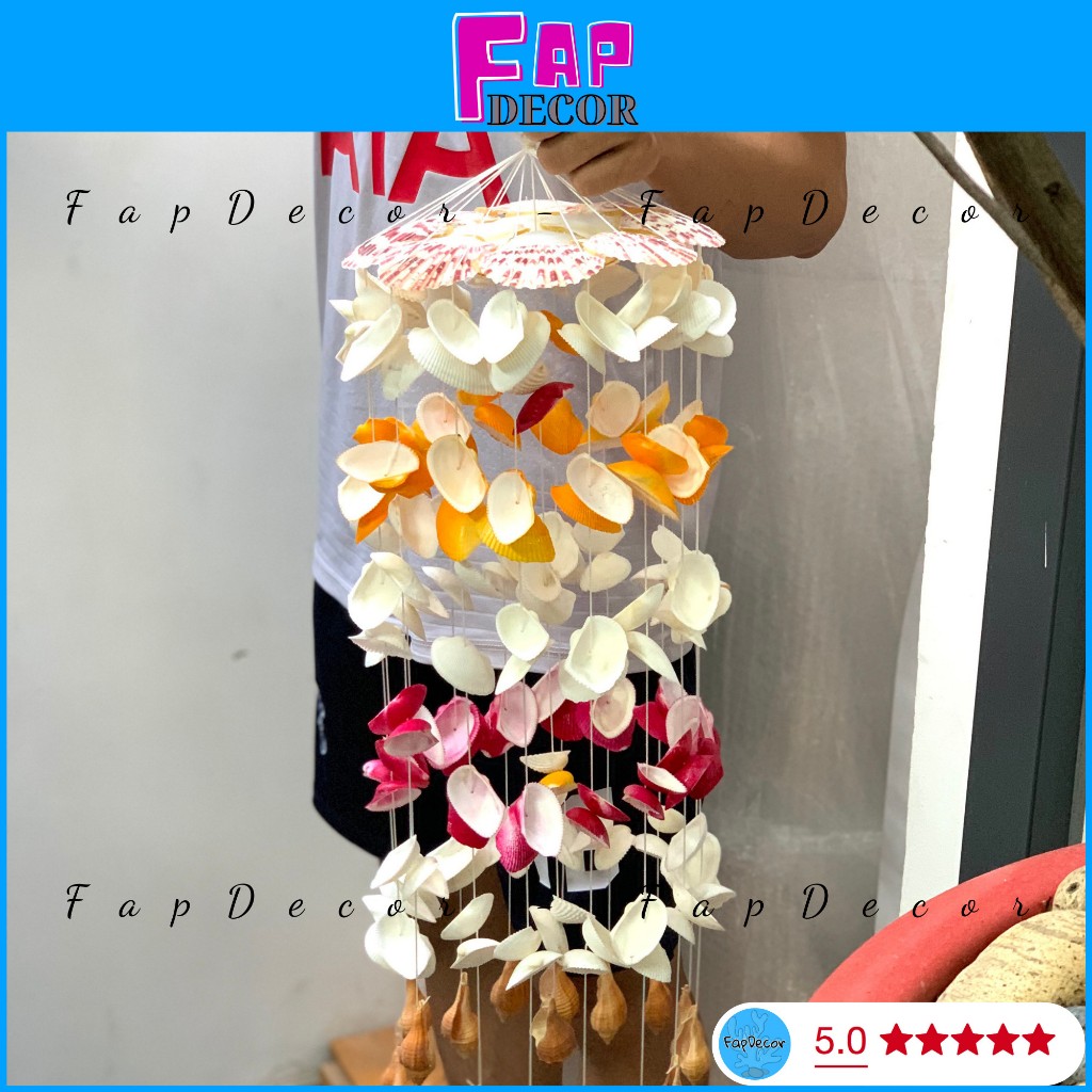 Chuông gió vỏ sò phong thủy treo cửa loại đại, vỏ sò ốc chuông gió món qùa của biển - fapdecor