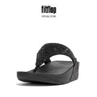 FitFlop LULU Womens Glitter Toe-Post Sandals - Black Glitter (X03-339)
