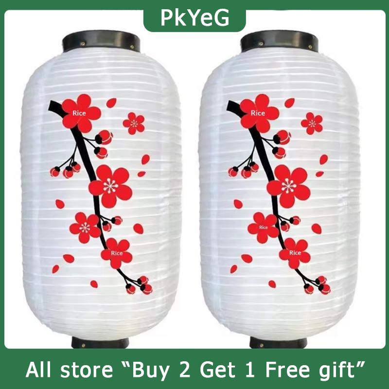 [COD] PkYeG KITCHEN 10 Inch Chinese Japanese Long Shaped Cloth DIY Red Restaurant Lantern Lantern Lamp For Home Party Hanging Lampion Decoration
