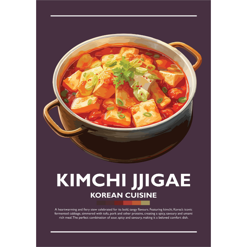 Korean Food Poster Bulgogi Bibimbap Gimbap Kimchi Sundubu Jjigae Canvas Painting Minimalist Wall Art Picture Kitchen Home Decor