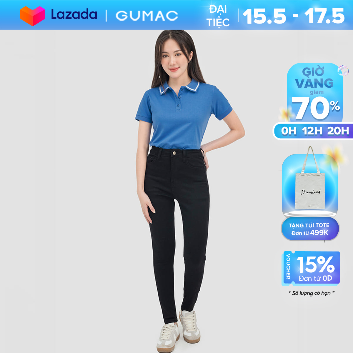 Quần jean ôm nữ GUMAC QJC07032, quần jeans skinny nữ cá tính trẻ trung