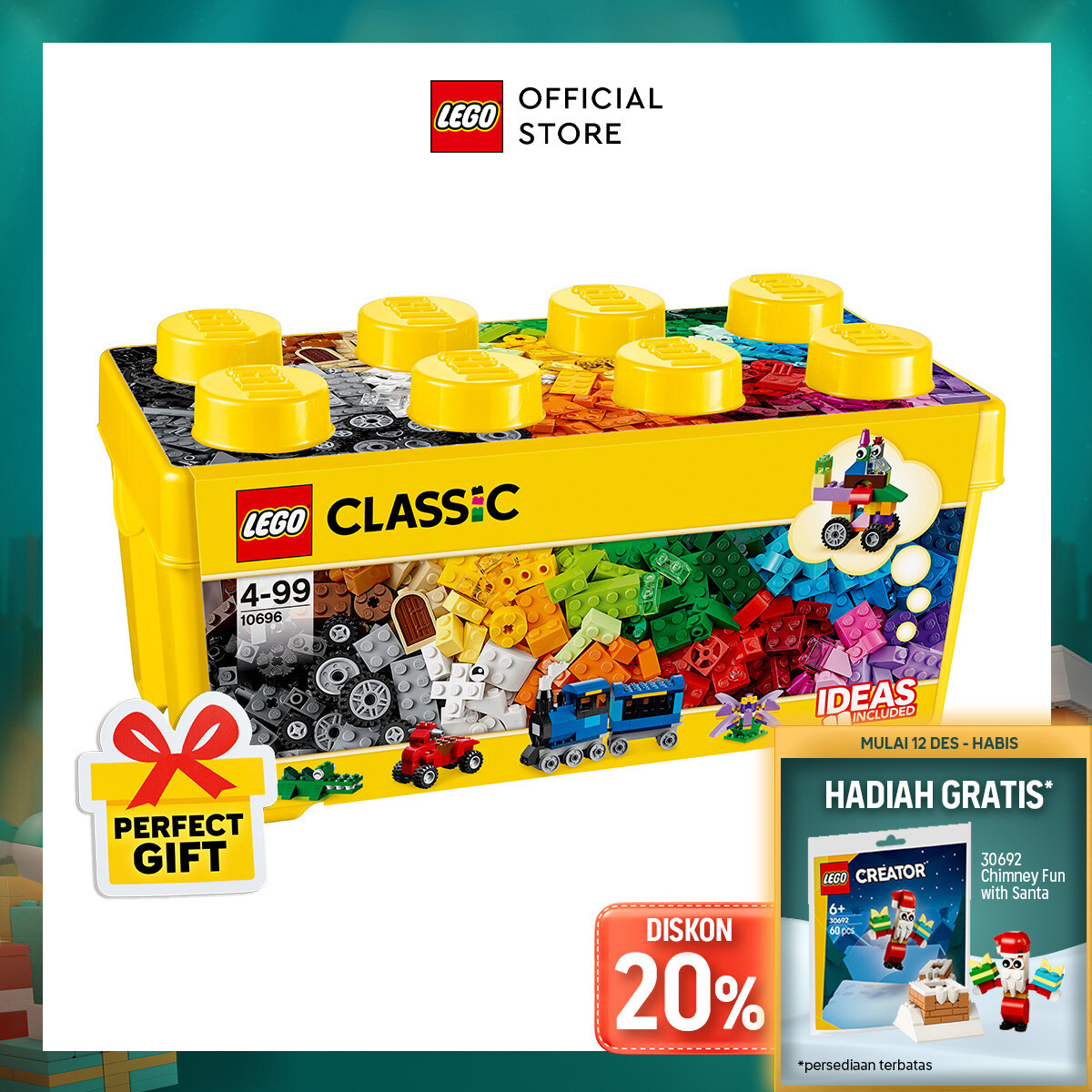 LEGO Classic 10696 Medium Creative Brick Box (484 Pieces), Building Block, Toys, Bricks Harga 551,200 rupiah*Gratis Ongkir