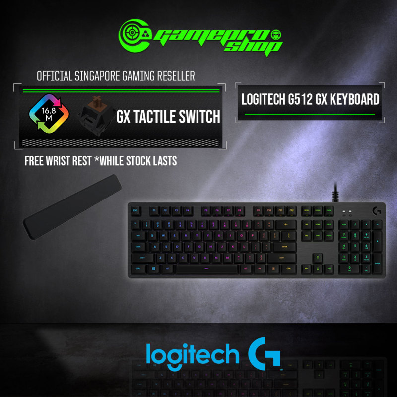 (FREE WRIST REST) Logitech G512 Carbon RGB Mechanical Gaming Keyboard (GX Brown Tactile/GX Red Linear/GX Blue Clicky) Singapore