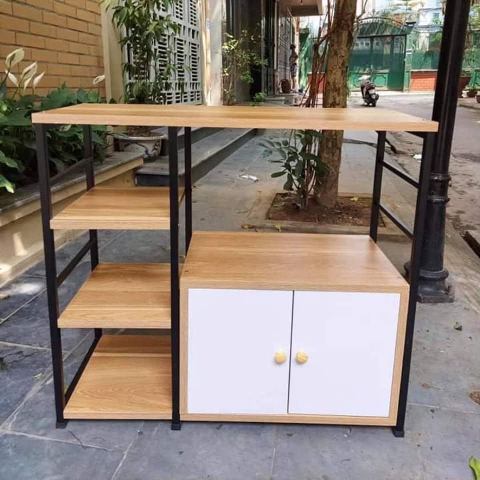 Giá Kệ Để Đồ Nhà Bếp, Kệ Lò Vi Sóng Đôi Khung Sắt Sơn Tĩnh Điện Chống Rỉ, Chắc Chắn