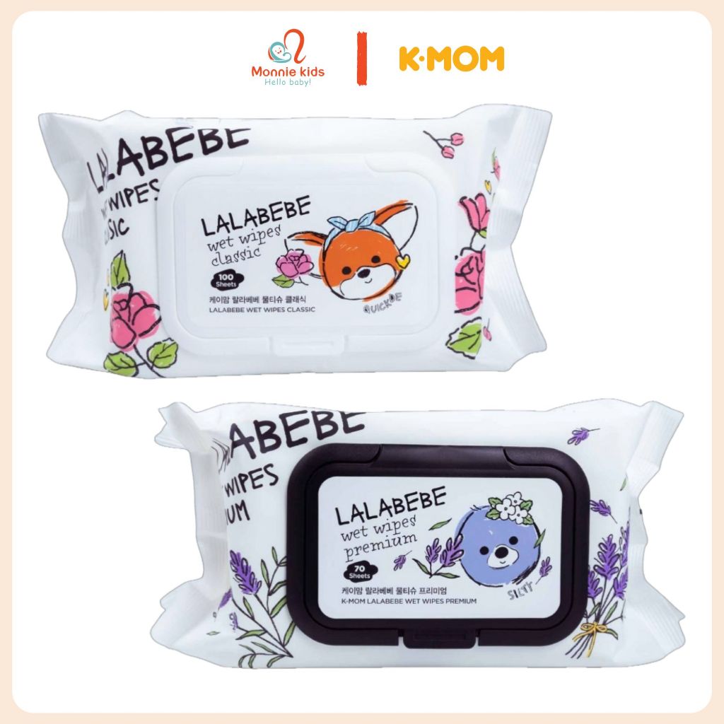 Khăn ướt thuần chay Lalapopo cho bé, giấy lau chiết xuất thiên nhiên an toàn lành tính - Monnie Kids