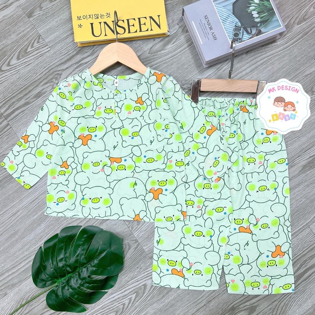 Bộ lanh bé trai, Đồ bộ bé trai tay dài quần dài vải tole loại 1 size 7-35kg