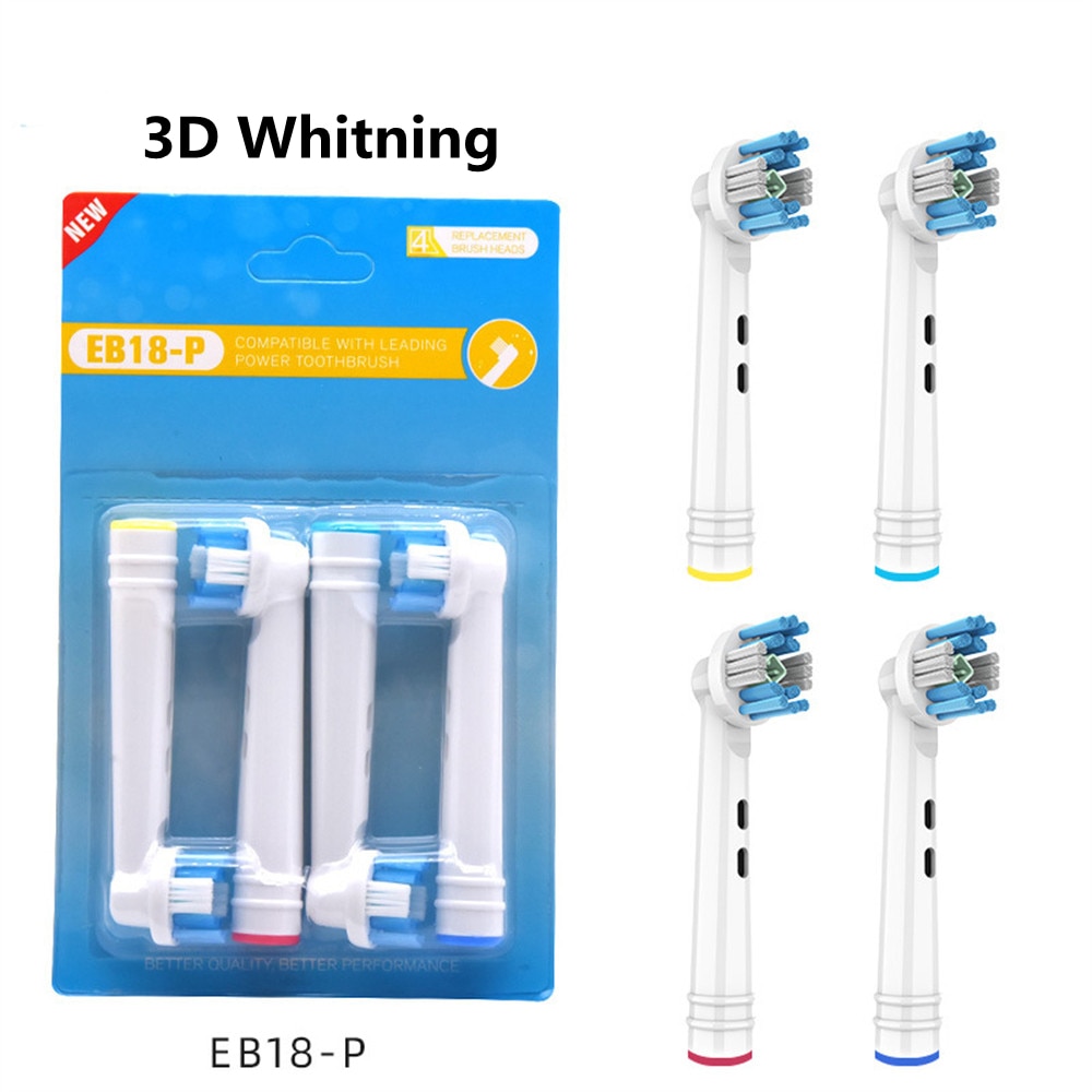 4 cái bàn chải đánh răng chạy điện đầu bàn chải thay thế cho Braun Miệng B đầu bàn chải đánh răng cho Miệng B 3D whitning đầu bàn chải đánh răng vòi phun