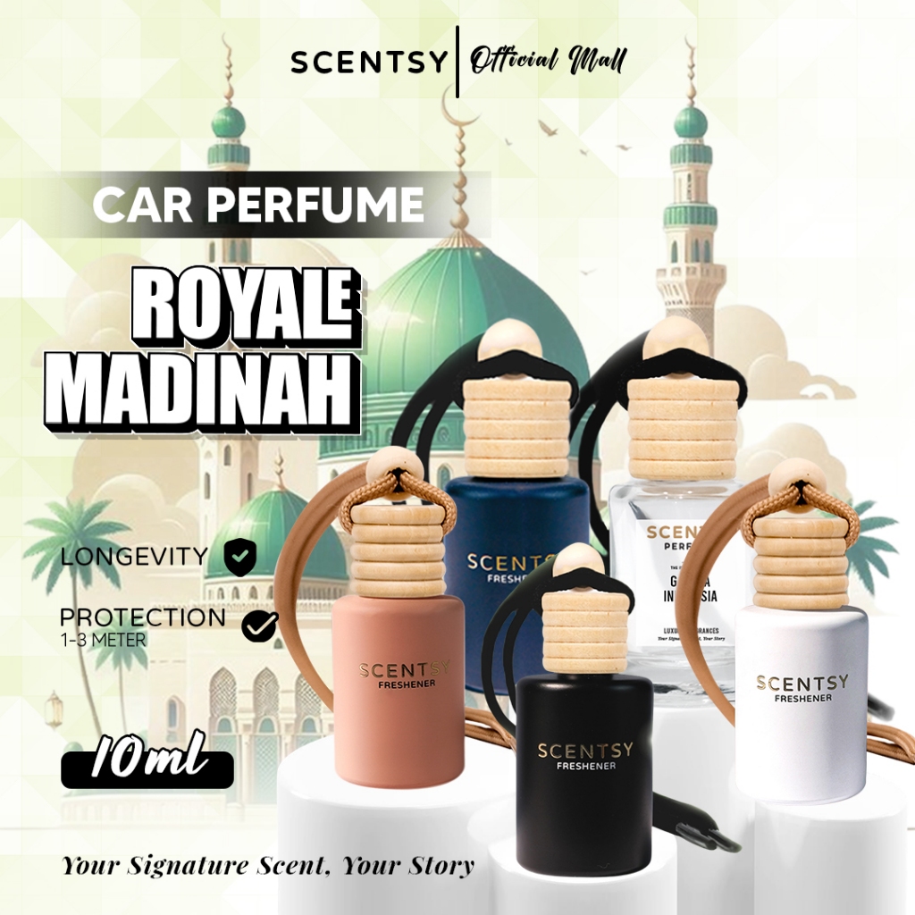 SCENTSY Parfum Mobil ROYALE MADINAH Pengharum Anti Mual 10ml Pewangi Ruangan Kantor Toilet Kamar tidur Lemari Inspired by Fragrance Aroma Terapi Mewah Parfum Gantung Capit Jepit AC Aksesoris Mobil Harga 19,950 rupiah*Gratis Ongkir