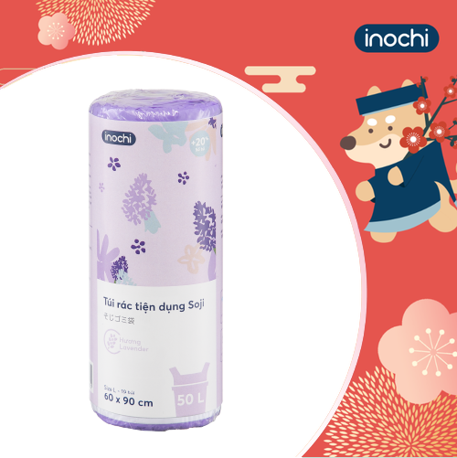 Túi rác tiện dụng Inochi - Soji 50L x 19 túi Hương Lavender