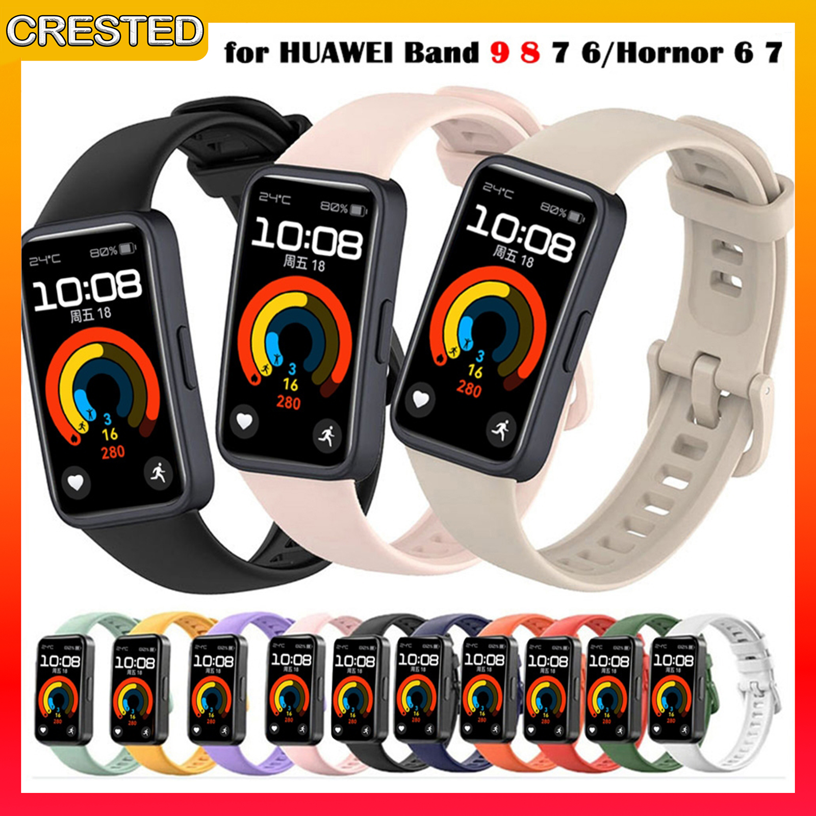 Silicone Sport Strap Replacement Bracelet for Huawei Band 10 / 9 Huawei Band 8 Original Rubber Bands for Huawei Band 6 7 / Honor Band 7 6 ราคา 37 บาท*ส่งฟรี