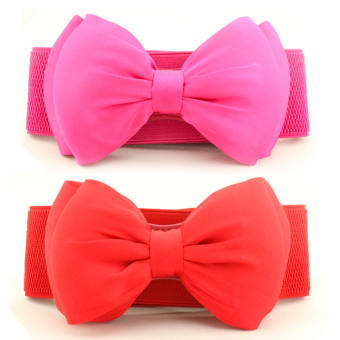 Phụ nữ mới Bowknot cummerbunds đàn hồi Bow rộng căng bukle Dây thắt lưng vành đai thời trang cô gái ăn mặc Phụ Kiện Thắt lưng Thắt lưng