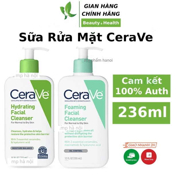 Sữa rửa mặt Cerave 236ml Chính hãng Pháp foaming facial cleanser cho da dầu mụn nhạy cảm