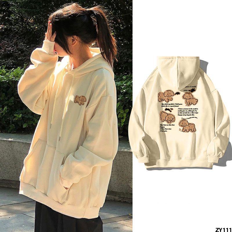 Áo Hoodie In Hoa Rộng Rãi Mẫu Mới Cho Chó Con Áo Khoác Nữ Mùa Thu Đông Phong Cách Dày Dặn Lười Sữa Hàn Quốc fufu Lót Nhung 2023