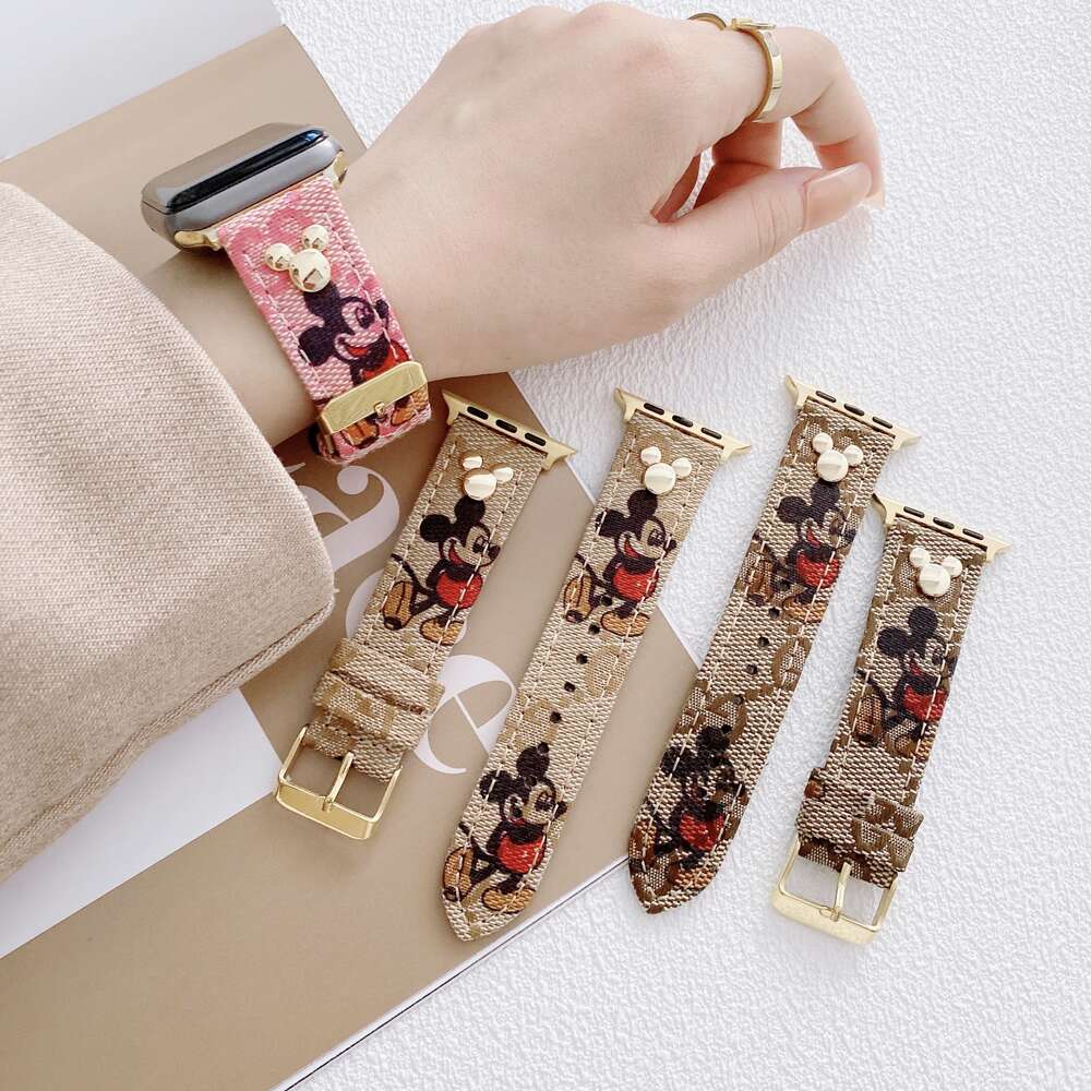 Minnie Apple Watch iwatch6 สายหนังสำหรับผู้หญิง Applewatch 3/4/5 น่ารักการ์ตูนสายรัดข้อมือ SE ของขวัญวันเกิด ราคา 530 บาท*ส่งฟรี