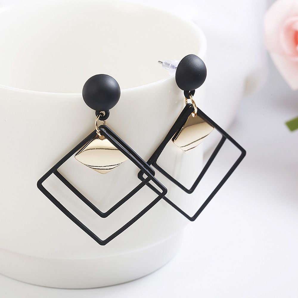 Aold8 cổ điển Phụ Nữ Cô Gái tiệc cưới kim loại vàng Bông tai tuyên bố gỗ hình học giọt nước treo