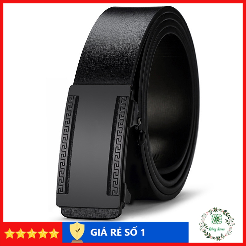 Thắt lưng nam da cao cấp dây lưng nam mặt khóa tự động sang trọng nịt da đen trơn TLĐT01