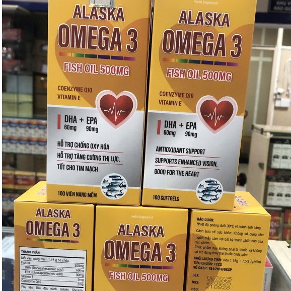 Viên dầu cá Alaska OMEGA 3 with Coenzym Q10 lọ trắng 100viên