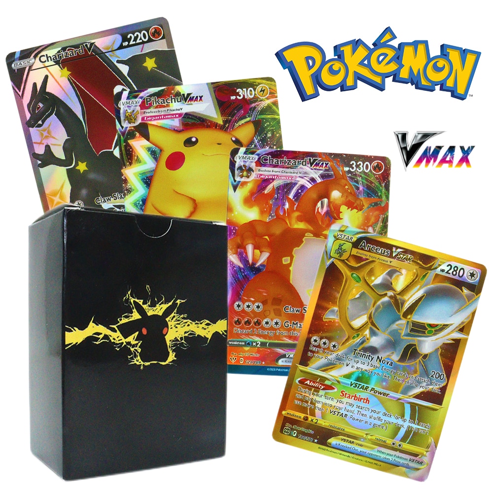 Golden DIY Pokemon cards 55Pcs/Box English version Pikachu Charizard Vmax  Vstar EX Shiny Card Birthday gift for children - AliExpress