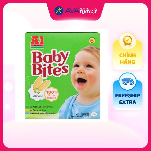 Bánh gạo ăn dặm A1 Baby Bites vị rau củ hộp 50g (từ 6 tháng)